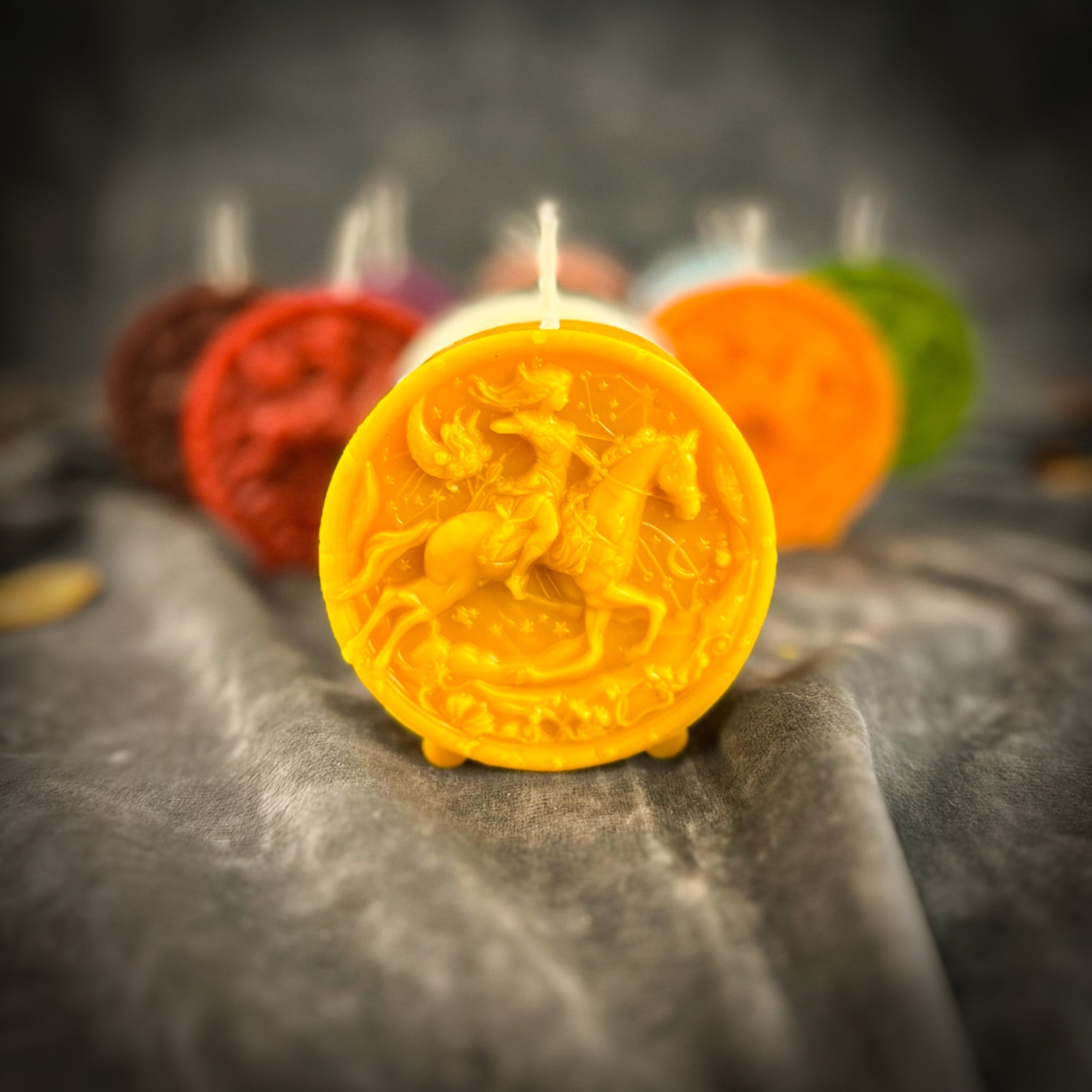Beeswax Sagittarius Archer Zodiac Spell Candle - Adventure, Wisdom & Optimism