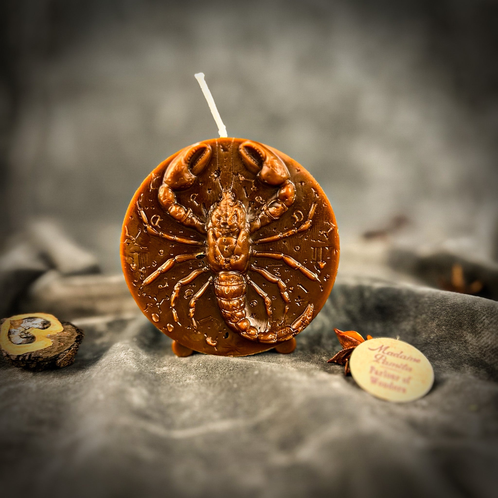 Beeswax Scorpio Scorpion Zodiac Spell Candle - Transformation, Power & Intuition