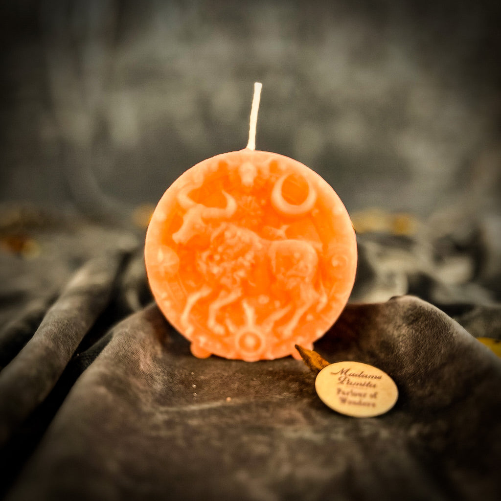 Beeswax Taurus Bull Zodiac Spell Candle - Abundance, Stability & Sensuality