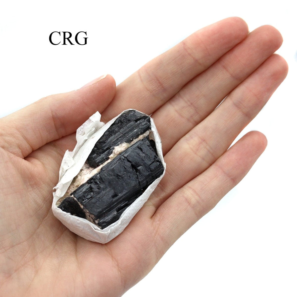 Black Tourmaline Crystal on Matrix - Medium Flat