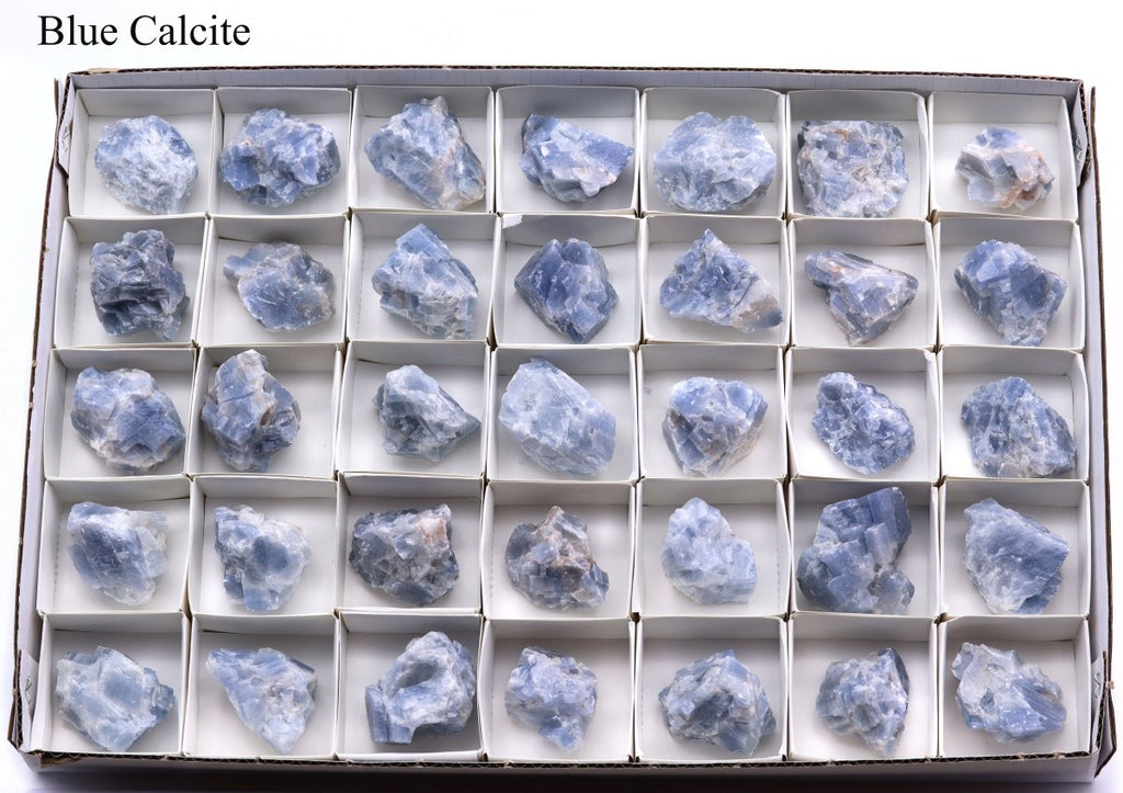 35 Piece Flat - Rough Blue Calcite / 1.5-2.5" AVG