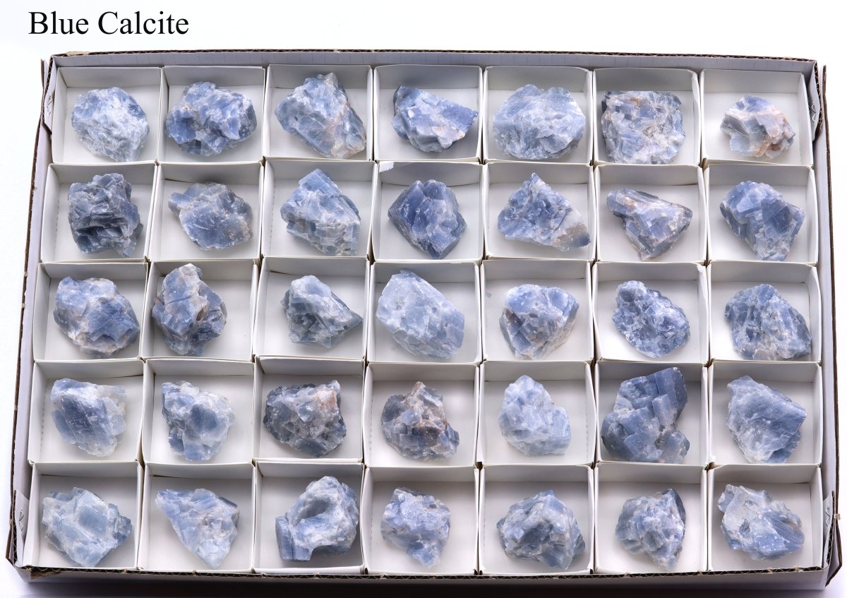 35 Piece Flat - Rough Blue Calcite / 1.5-2.5" AVG