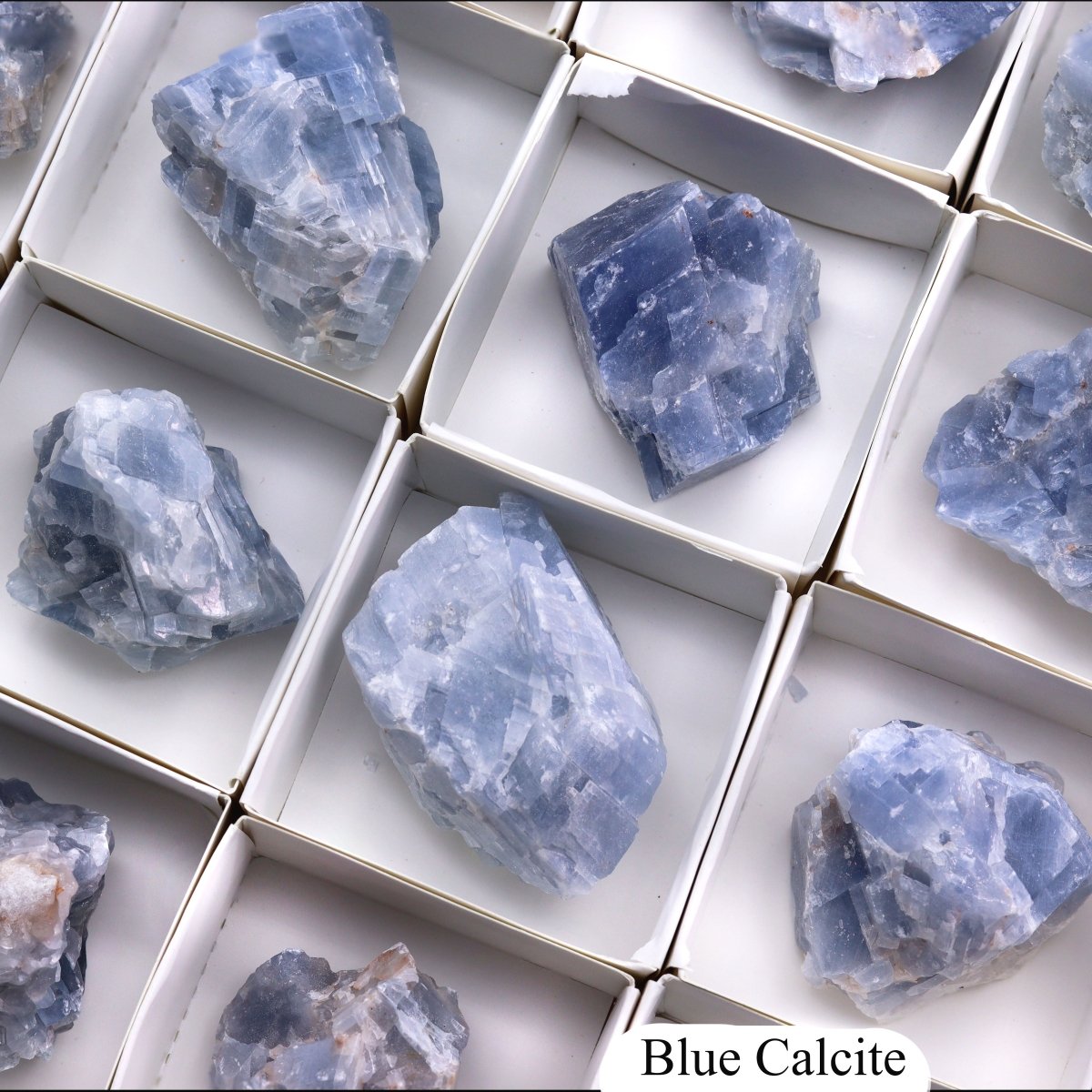 35 Piece Flat - Rough Blue Calcite / 1.5-2.5" AVG
