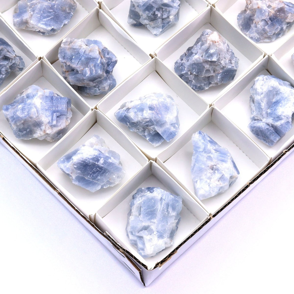35 Piece Flat - Rough Blue Calcite / 1.5-2.5" AVG