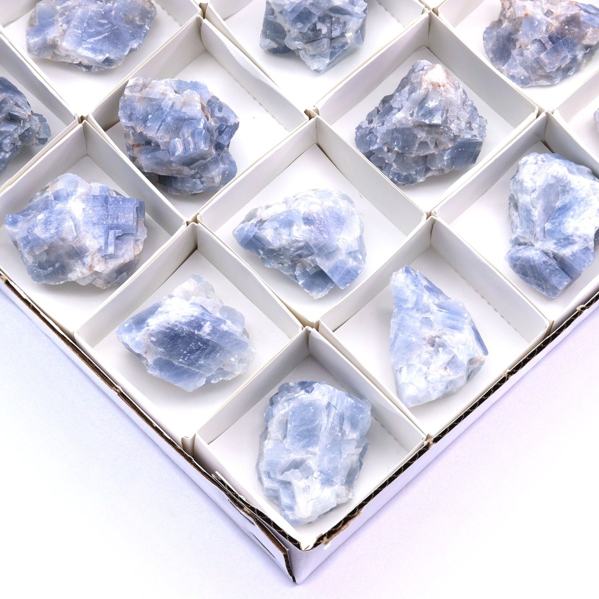 35 Piece Flat - Rough Blue Calcite / 1.5-2.5" AVG