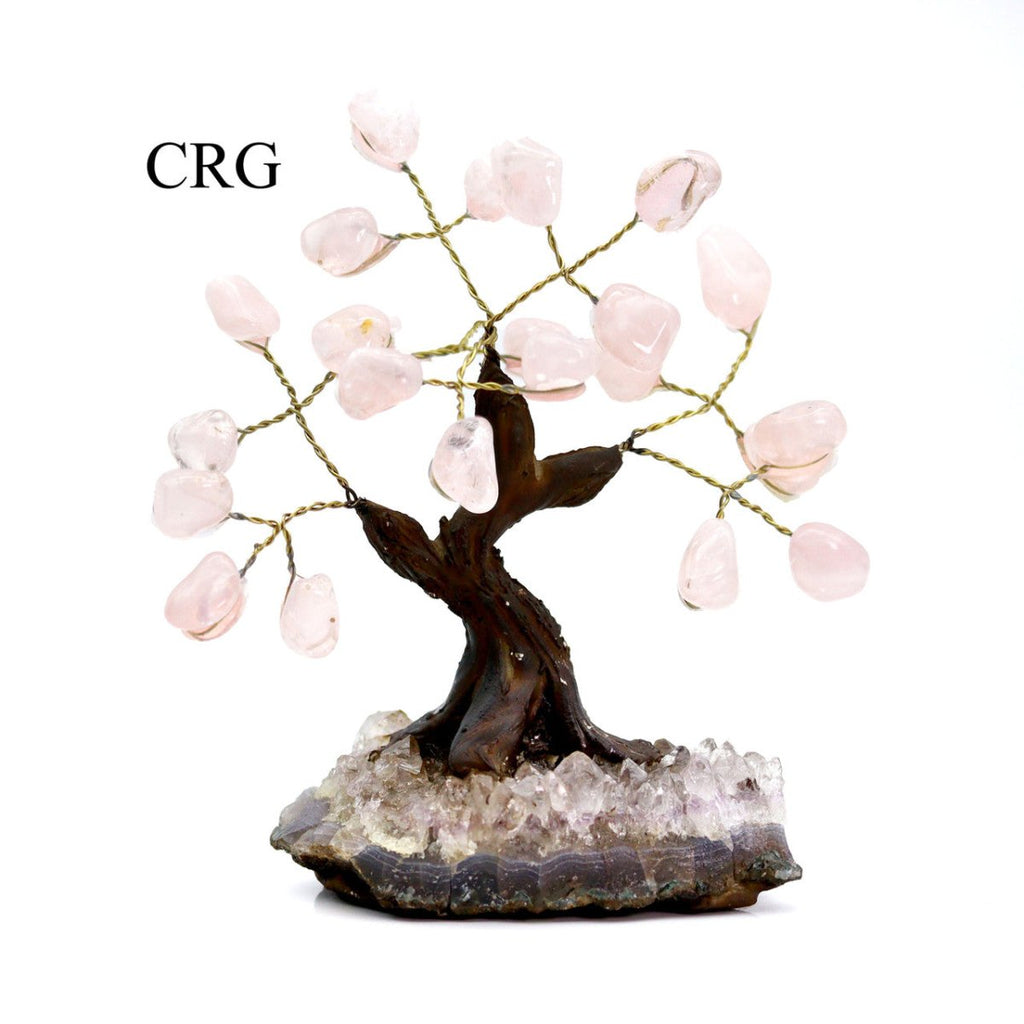 Brazilian Rose Quartz Bonsai Tree with Crystal Base / SIZE #1 (5.5"-6.5" AVG)