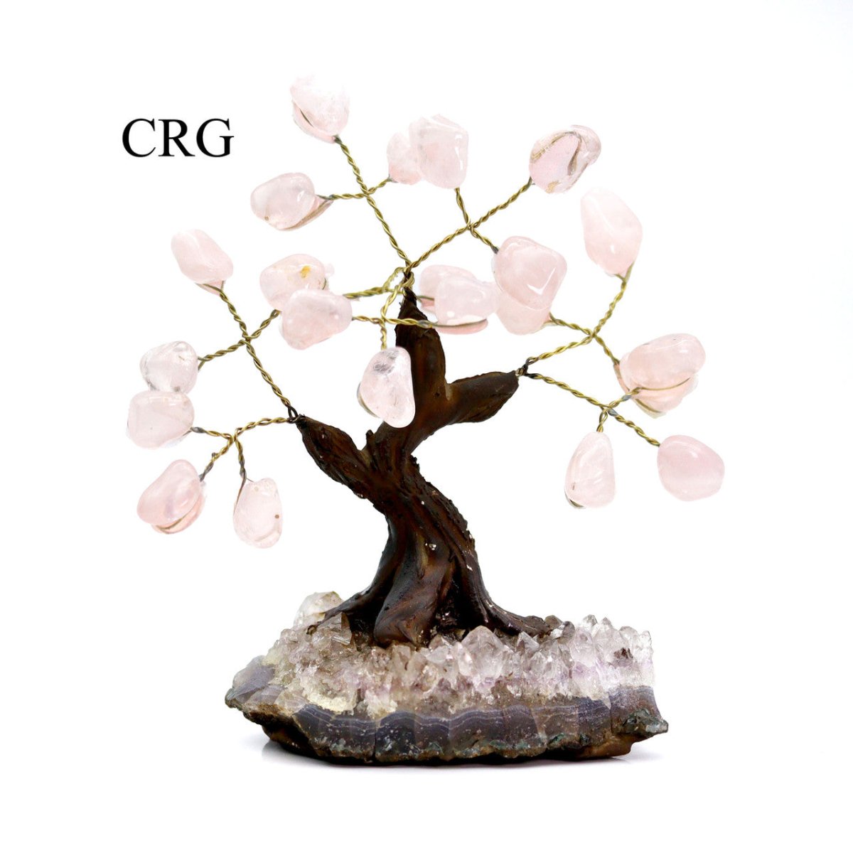 Brazilian Rose Quartz Bonsai Tree with Crystal Base / SIZE #1 (5.5"-6.5" AVG)