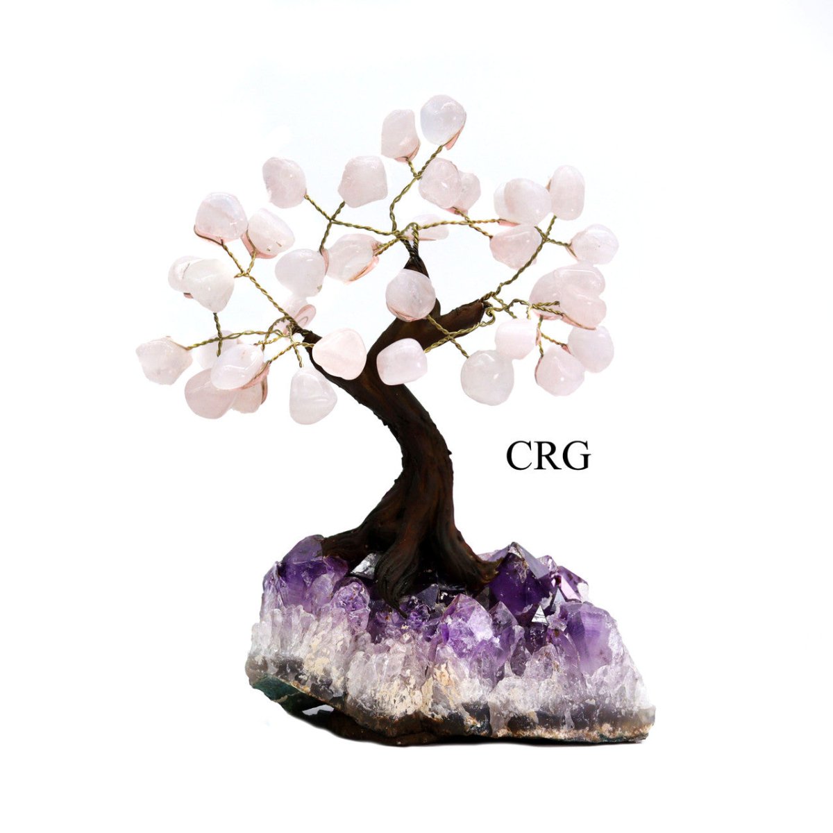Brazilian Rose Quartz Bonsai Tree with Crystal Base / SIZE #3 (7.5"-8" AVG)