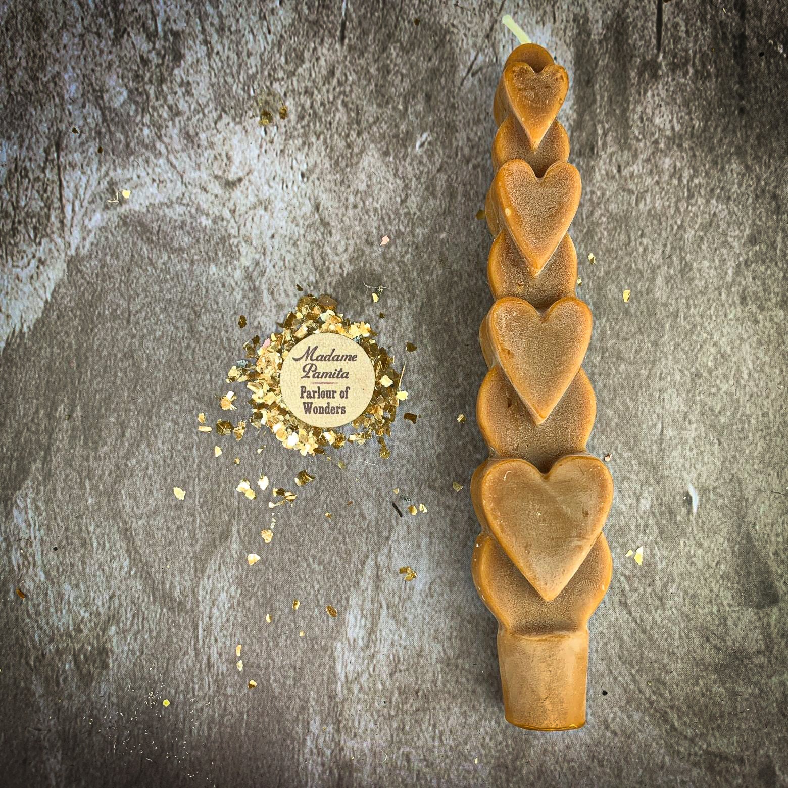 Beeswax Love Spell Heart Taper Candle - Romance & Attraction Magic