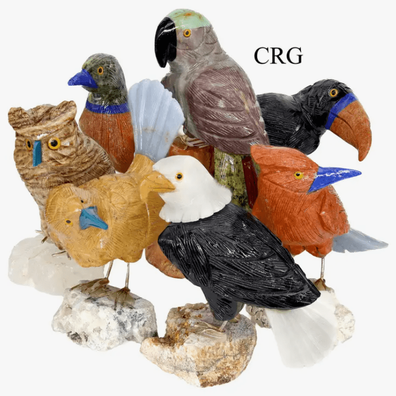 4 PIECE LOT - Peru Carved Bird on Base / 8CM Avg