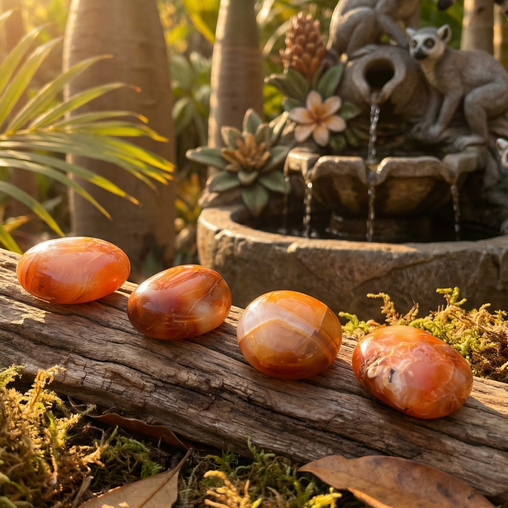 Carnelian Agate Large Tumbled Palm Stone Carving