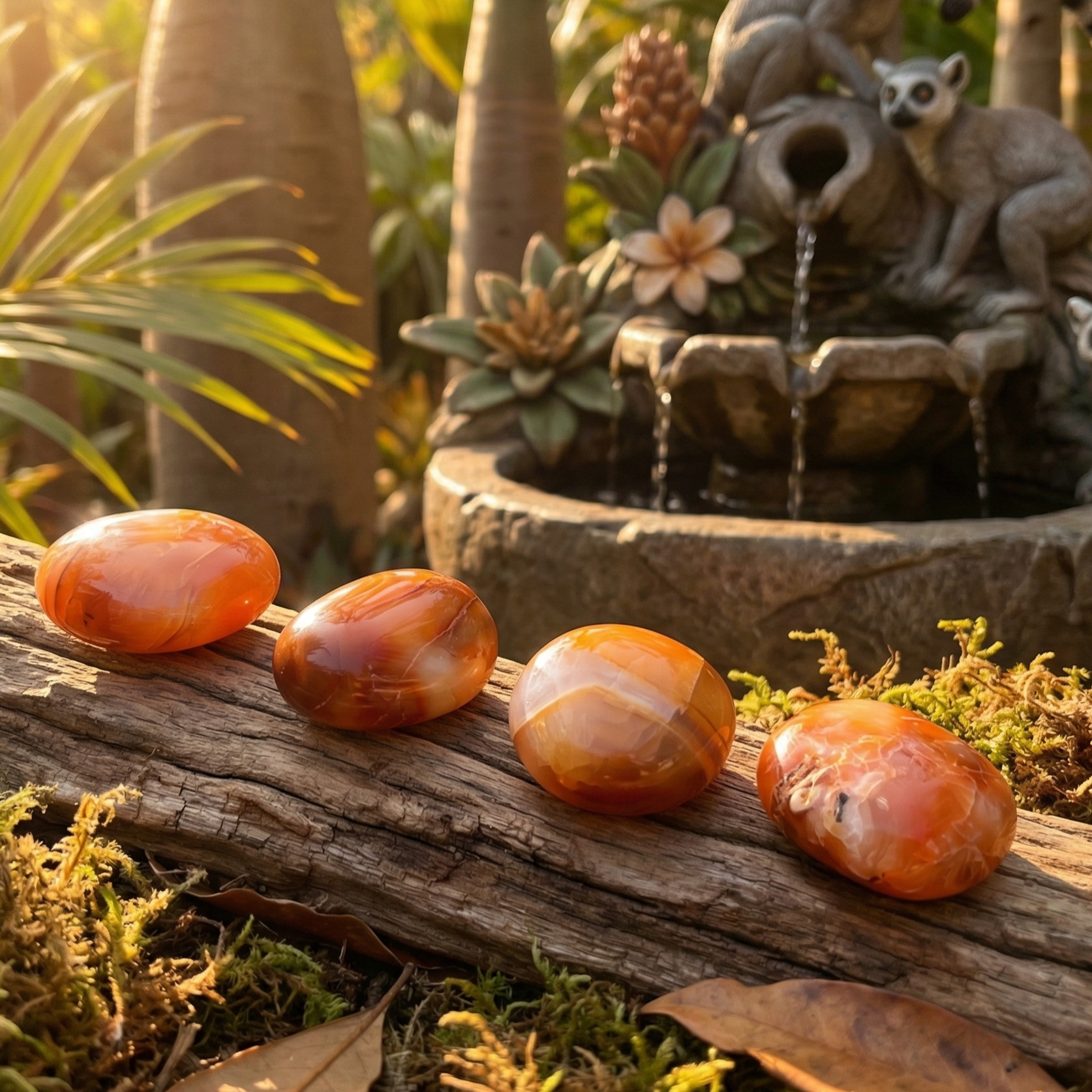Carnelian Agate Large Tumbled Palm Stone Carving
