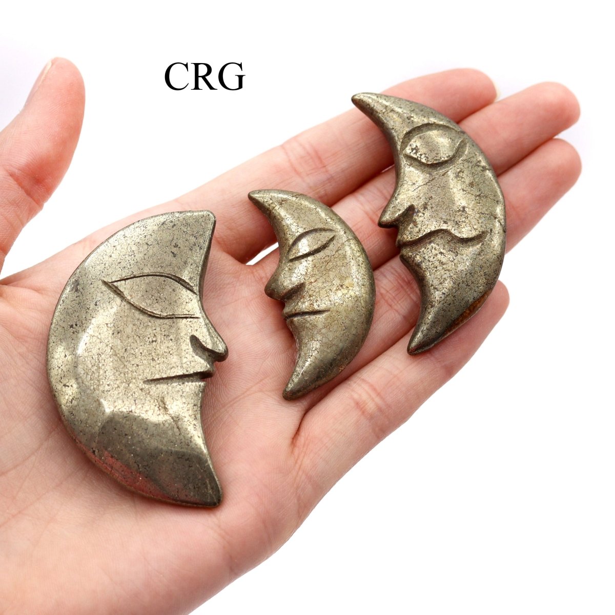 Chalcopyrite Moon Carving / 1.5"-2.5" AVG