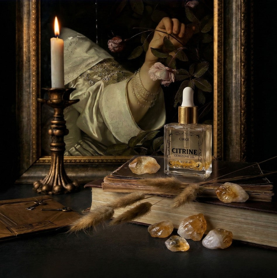 Citrine Gemstone Body Oil — Abundance & Prosperity Shimmer Oil with Patchouli & Pineapple