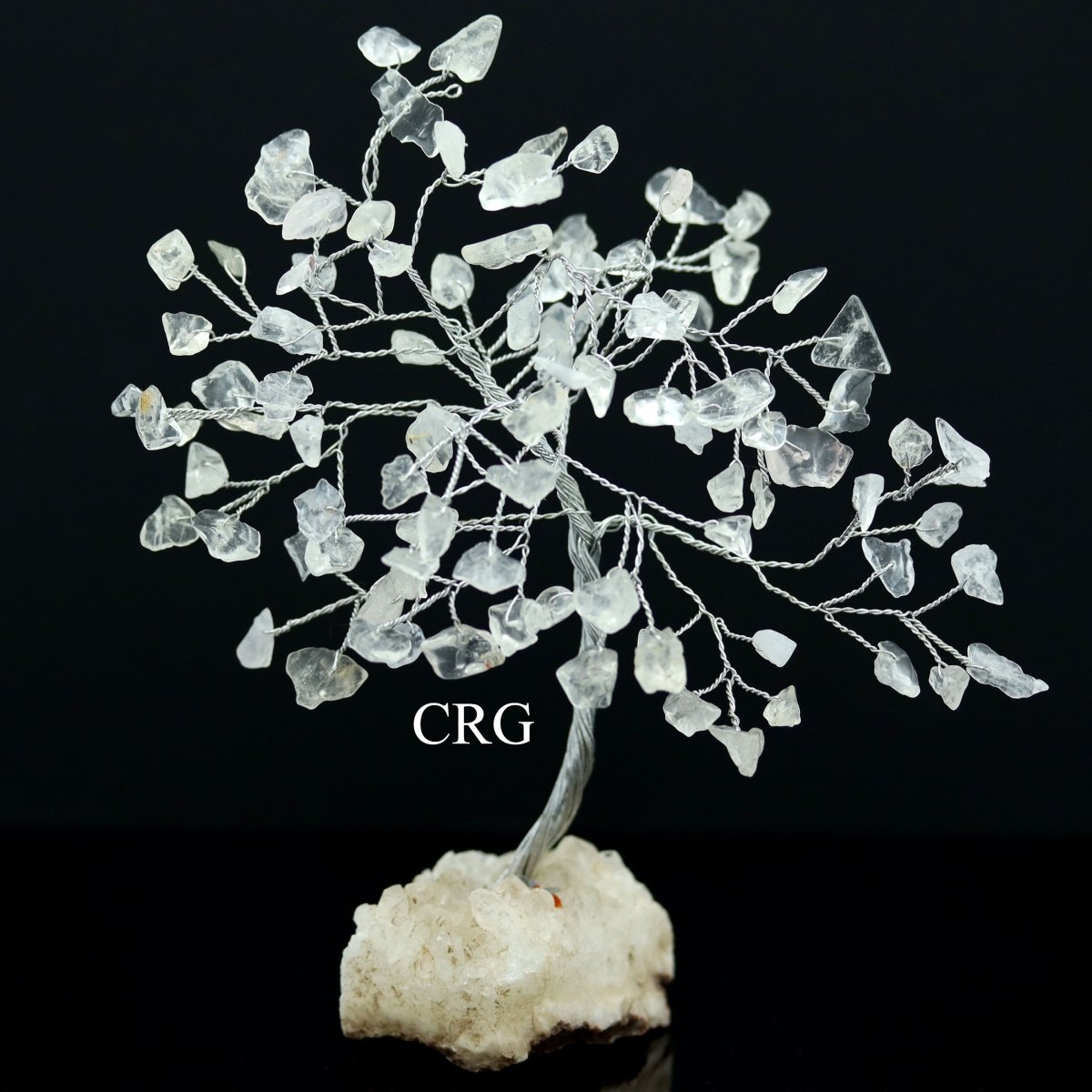 Clear Quartz Tree On Crystal Cluster w/ Silver Wire