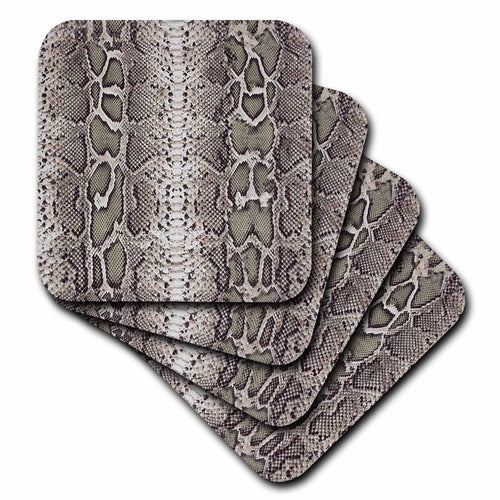 3dRose Janna Salak Designs Prints and Patterns - Grey Snakeskin Animal Print - Coasters (cst_20347)
