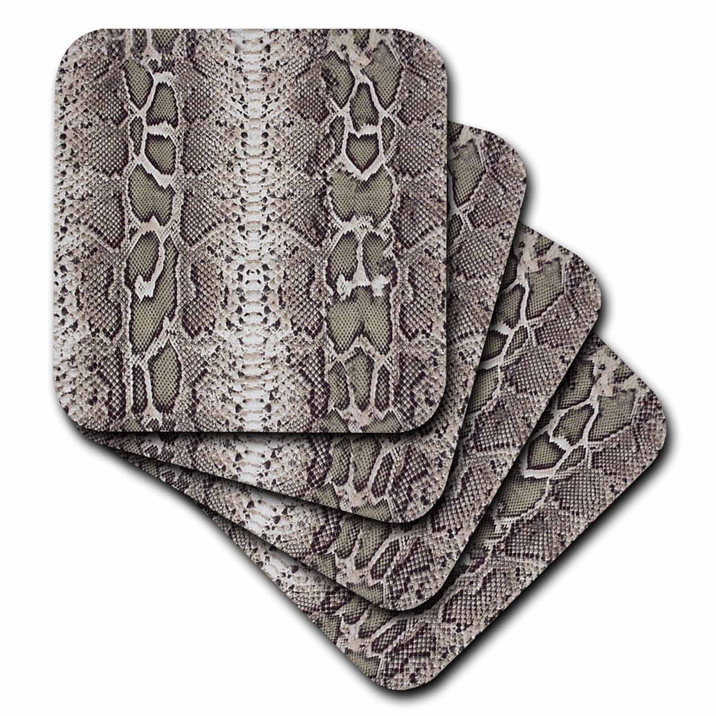 3dRose Janna Salak Designs Prints and Patterns - Grey Snakeskin Animal Print - Coasters (cst_20347)