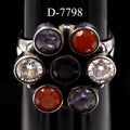 D-7798-  Multistone Sterling Silver Ring / SIZE 8
