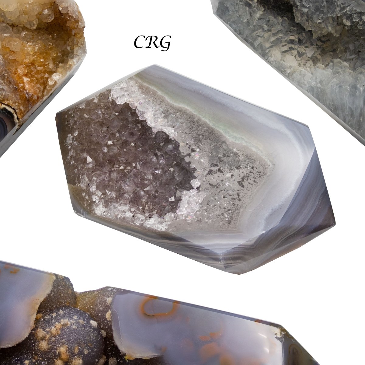 Polished Agate Druzy Double Terminated Points / 3-7" AVG - 1 KILO LOT