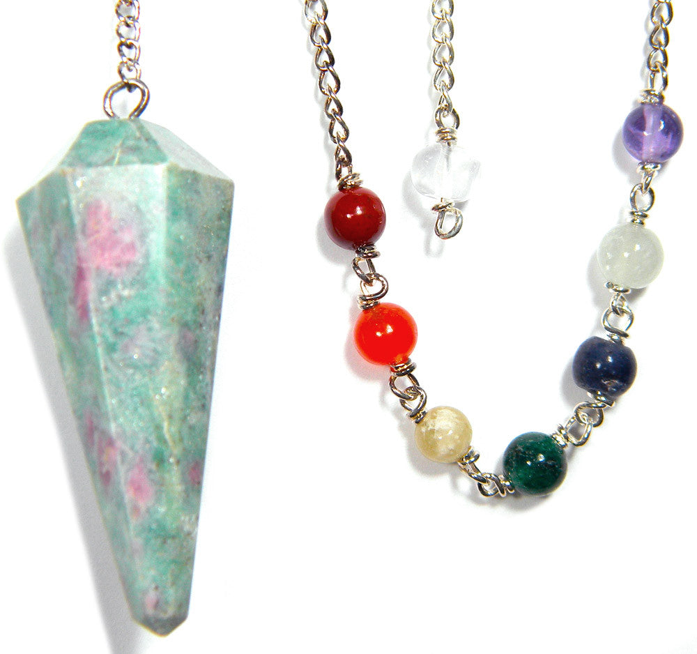 Ruby Fuchite Gemstone Pendulum for Positive Energy