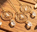 Dreamcatcher Crystal Pendant (Quartz Point)(Gold Plated)