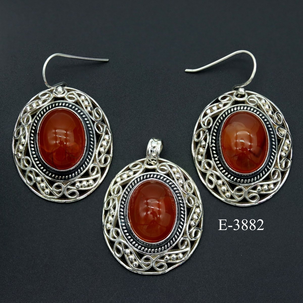 E-3882 Carnelian 925 Sterling Silver Jewelry