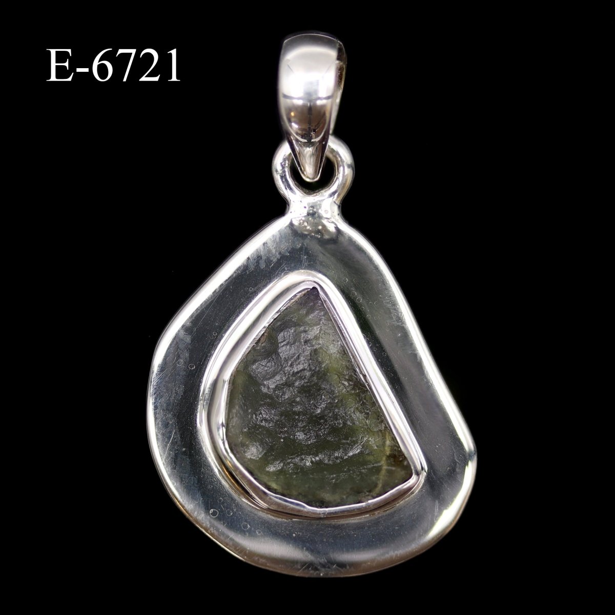 E-6721 Moldavite 925 Sterling Silver Pendant