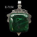 E-7154 925 Sterling Silver Malachite Pendant 20.3 g.