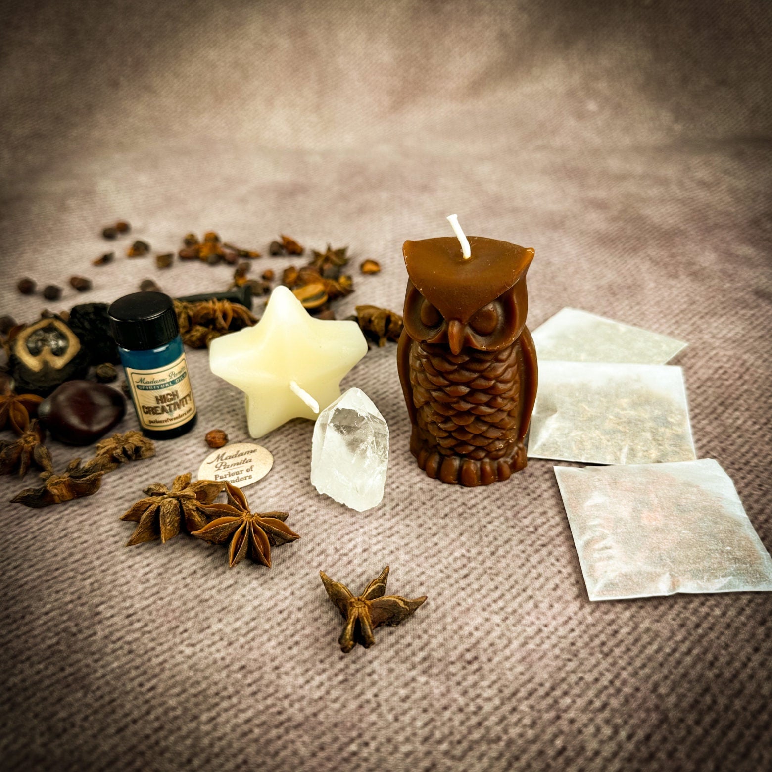Wise Owl Wishing Star Candle Spell Kit - Wisdom & Success