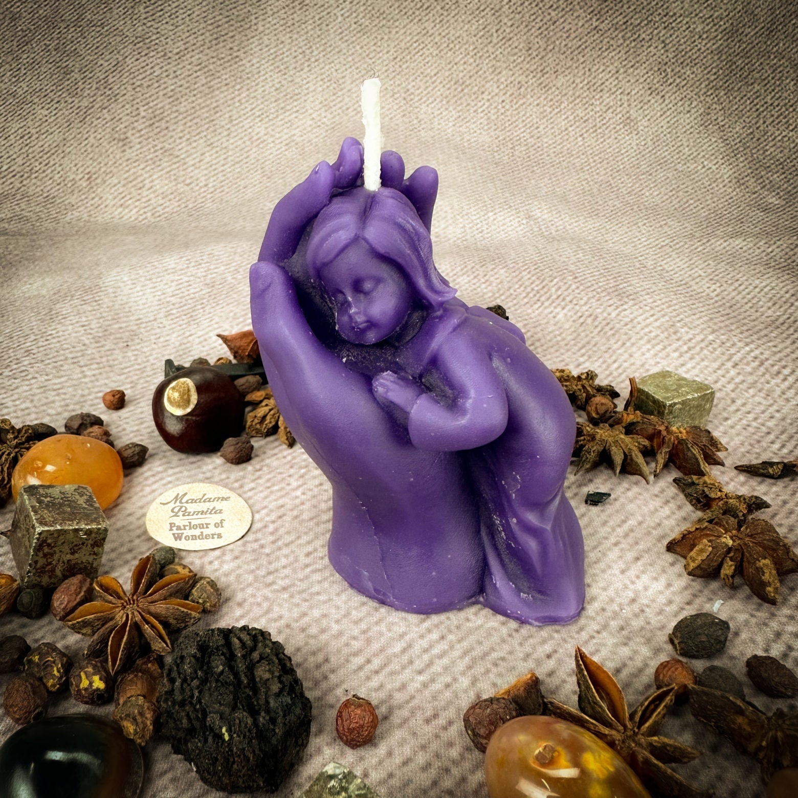 Beeswax Mother and Child Spell Candle - Protection, Fertility & Family Blessing