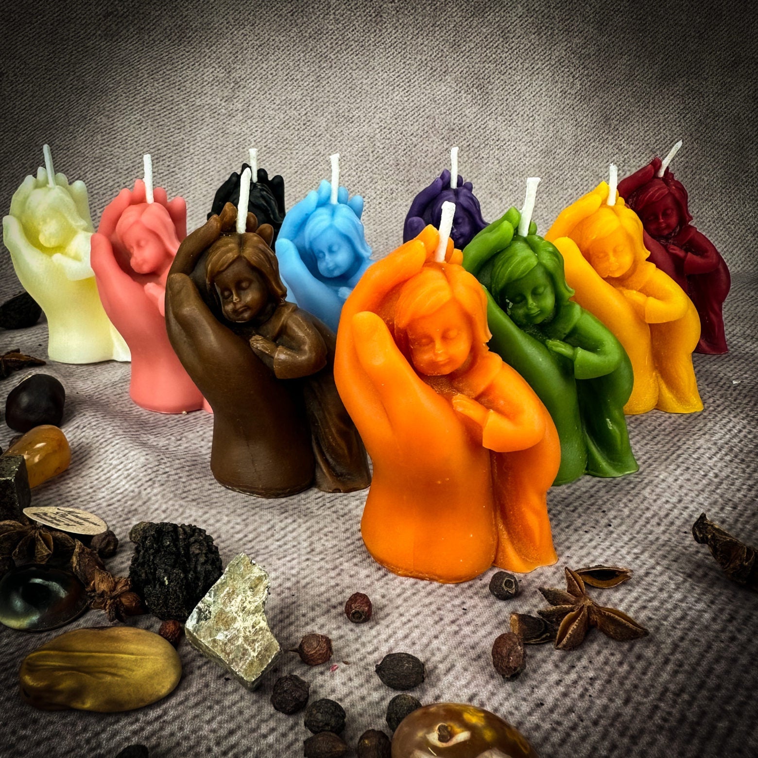Beeswax Mother and Child Spell Candle - Protection, Fertility & Family Blessing