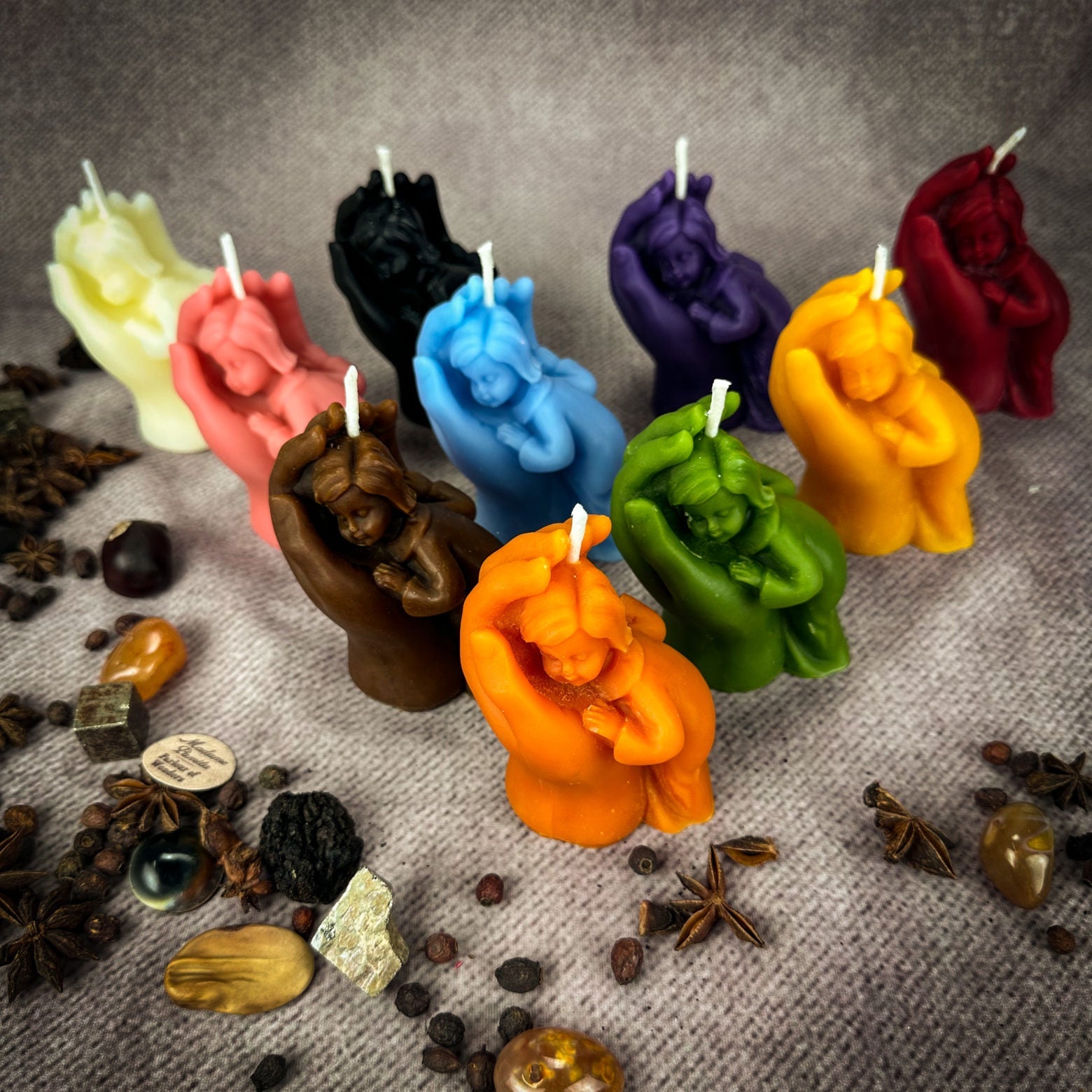 Beeswax Mother and Child Spell Candle - Protection, Fertility & Family Blessing