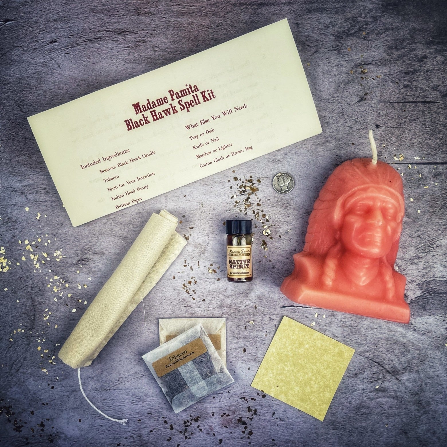 Black Hawk Justice Candle Spell Kit - Spirit Guide & Social Justice Magic