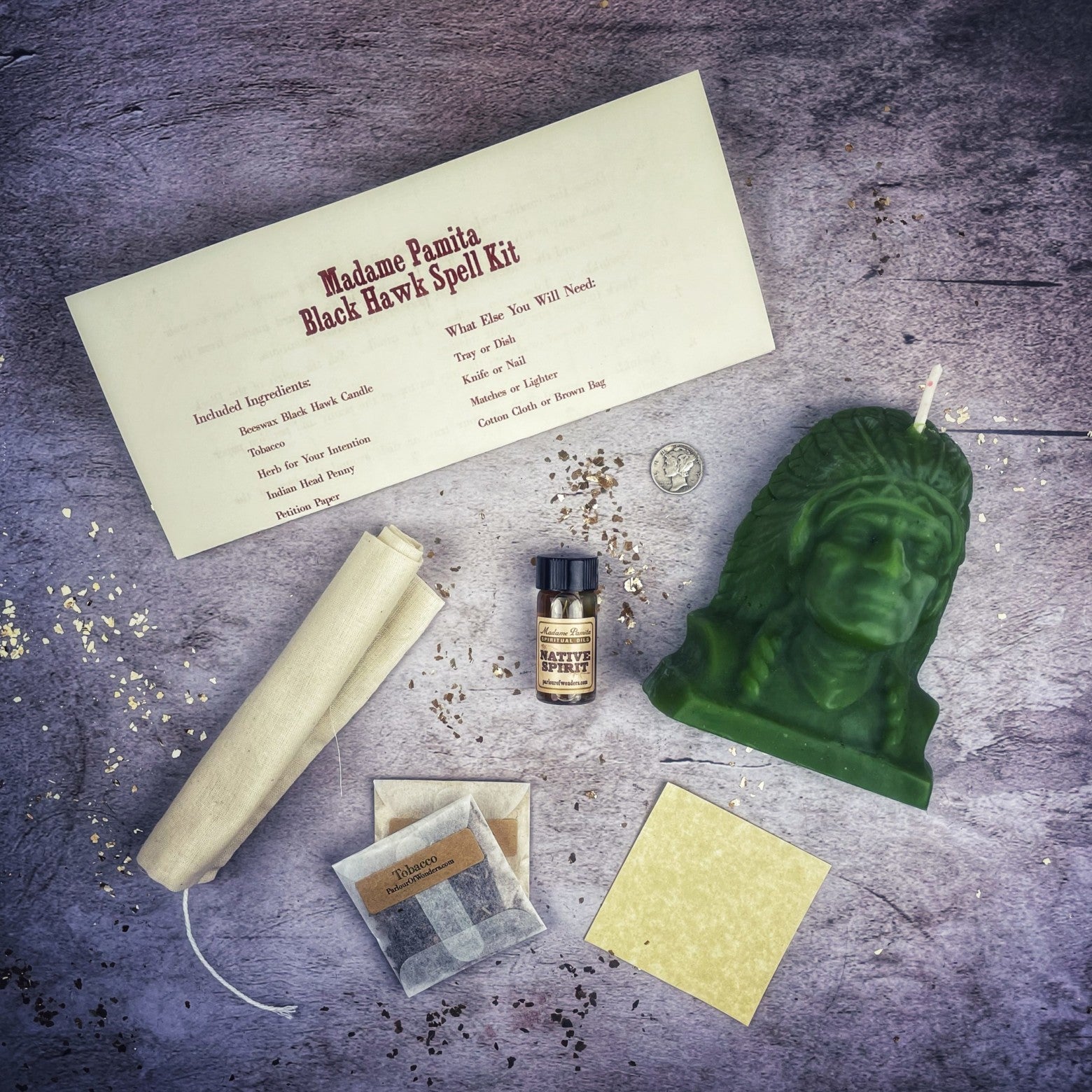 Black Hawk Justice Candle Spell Kit - Spirit Guide & Social Justice Magic