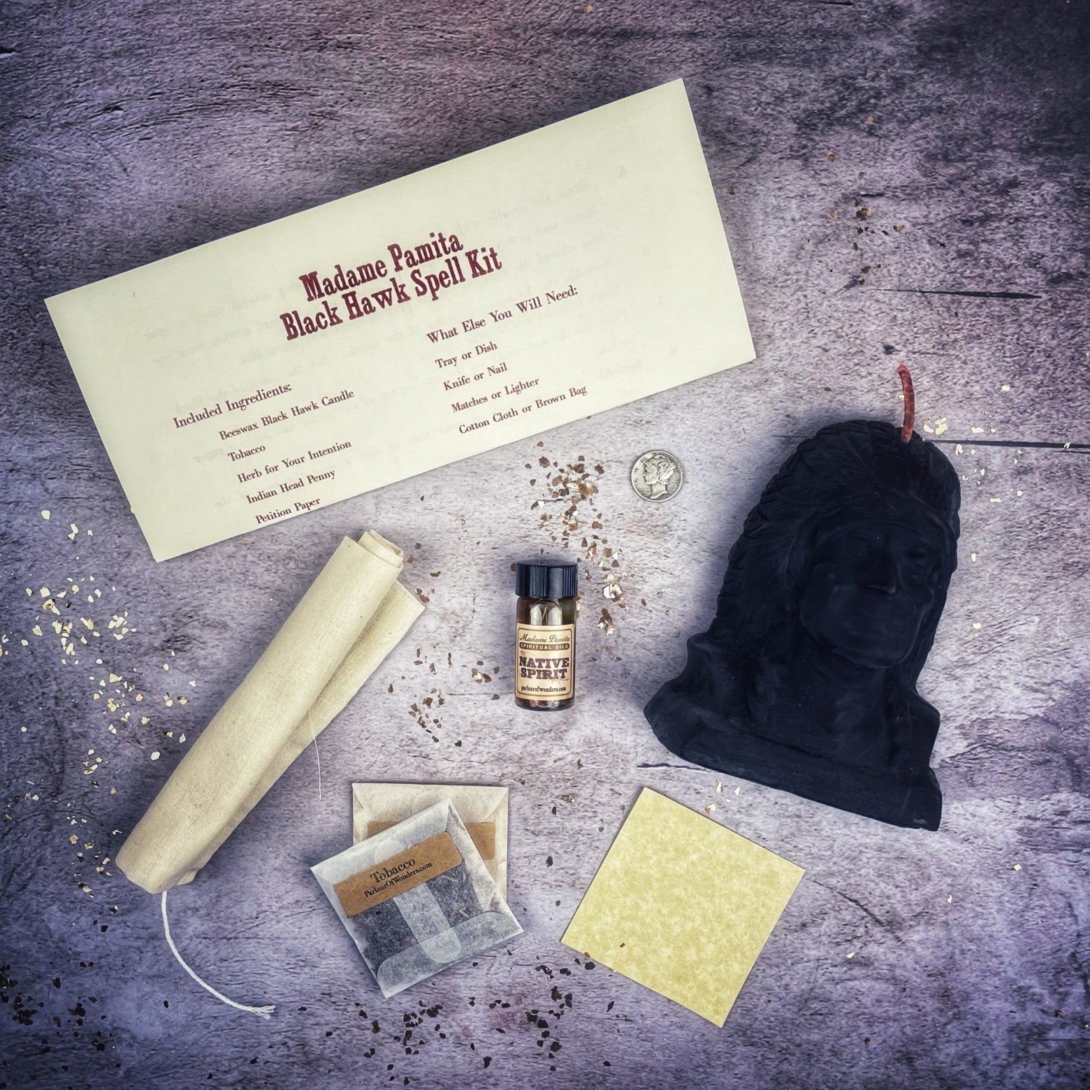 Black Hawk Justice Candle Spell Kit - Spirit Guide & Social Justice Magic
