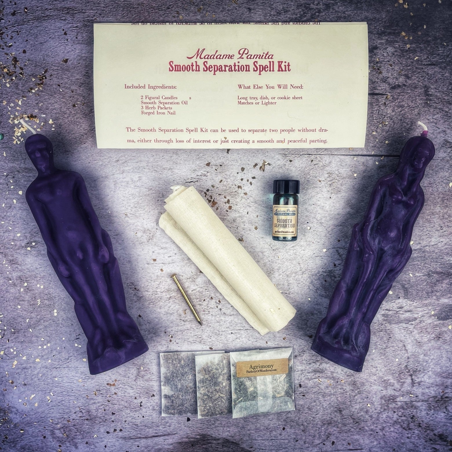 Smooth Separation Candle Spell Kit - Female/Male | Peaceful Parting