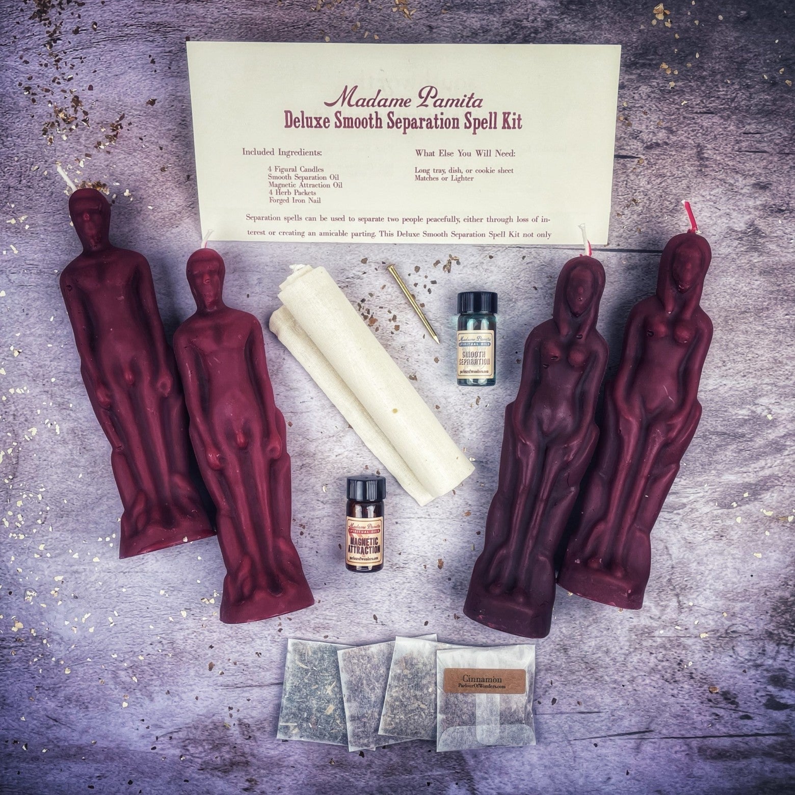 Deluxe Smooth Separation Candle Spell Kit - Female/Male | Peaceful Parting & Love Direction