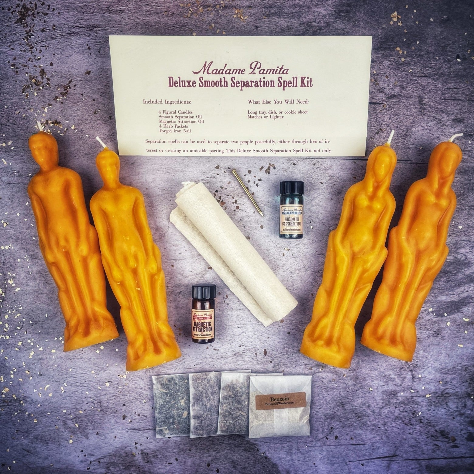 Deluxe Smooth Separation Candle Spell Kit - Female/Male | Peaceful Parting & Love Direction