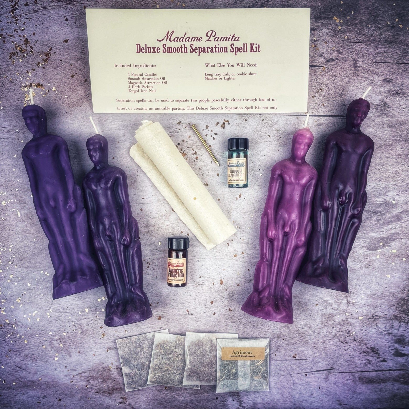 Deluxe Smooth Separation Candle Spell Kit - Male/Male | Peaceful Parting & Love Direction