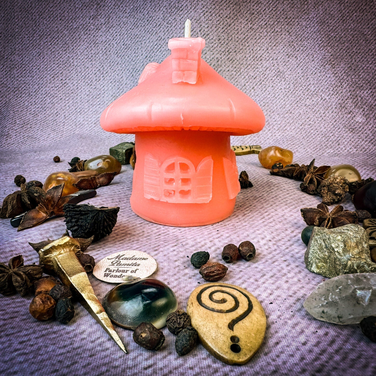 Beeswax Mushroom Fairy Hut Cozy Home Spell Candle - Sanctuary & Blessing Magic