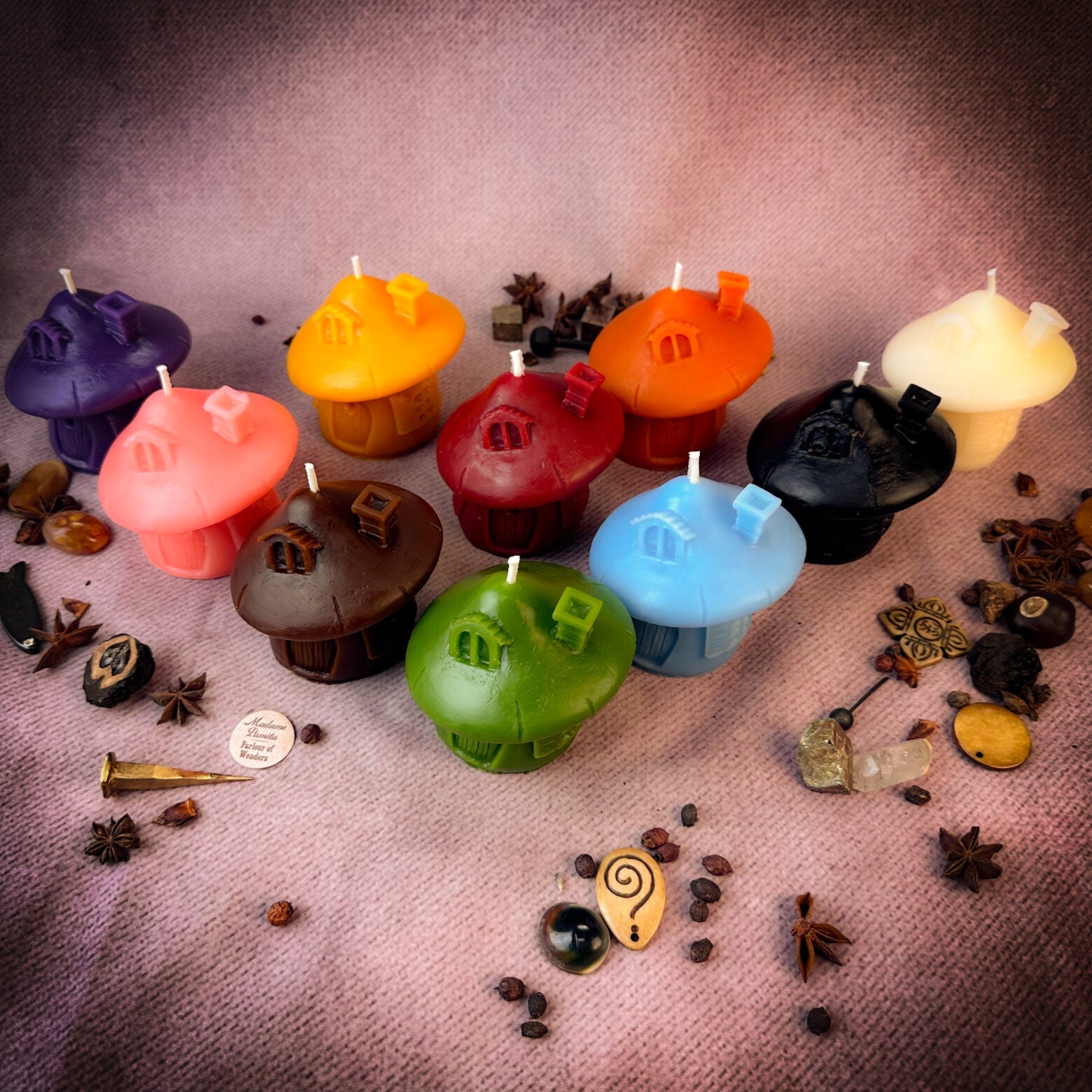 Beeswax Mushroom Fairy Hut Cozy Home Spell Candle - Sanctuary & Blessing Magic