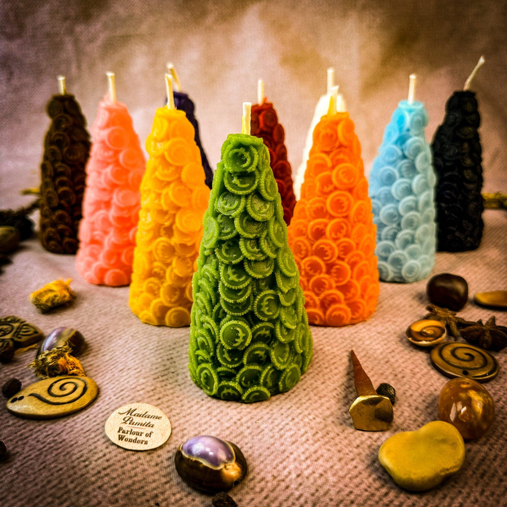 Beeswax Cone of Coins Spell Candle - Money Magnet & Prosperity Magic