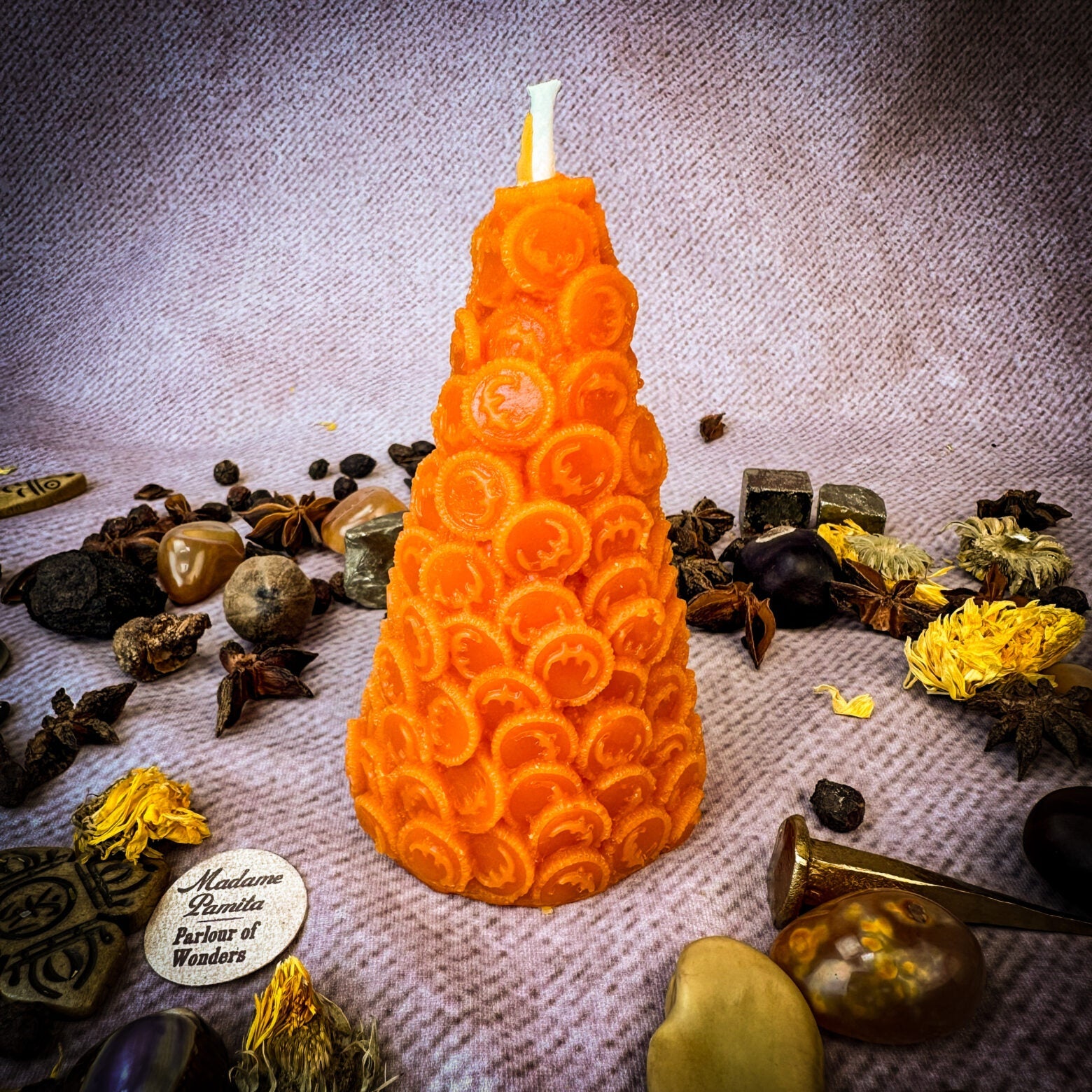 Beeswax Cone of Coins Spell Candle - Money Magnet & Prosperity Magic