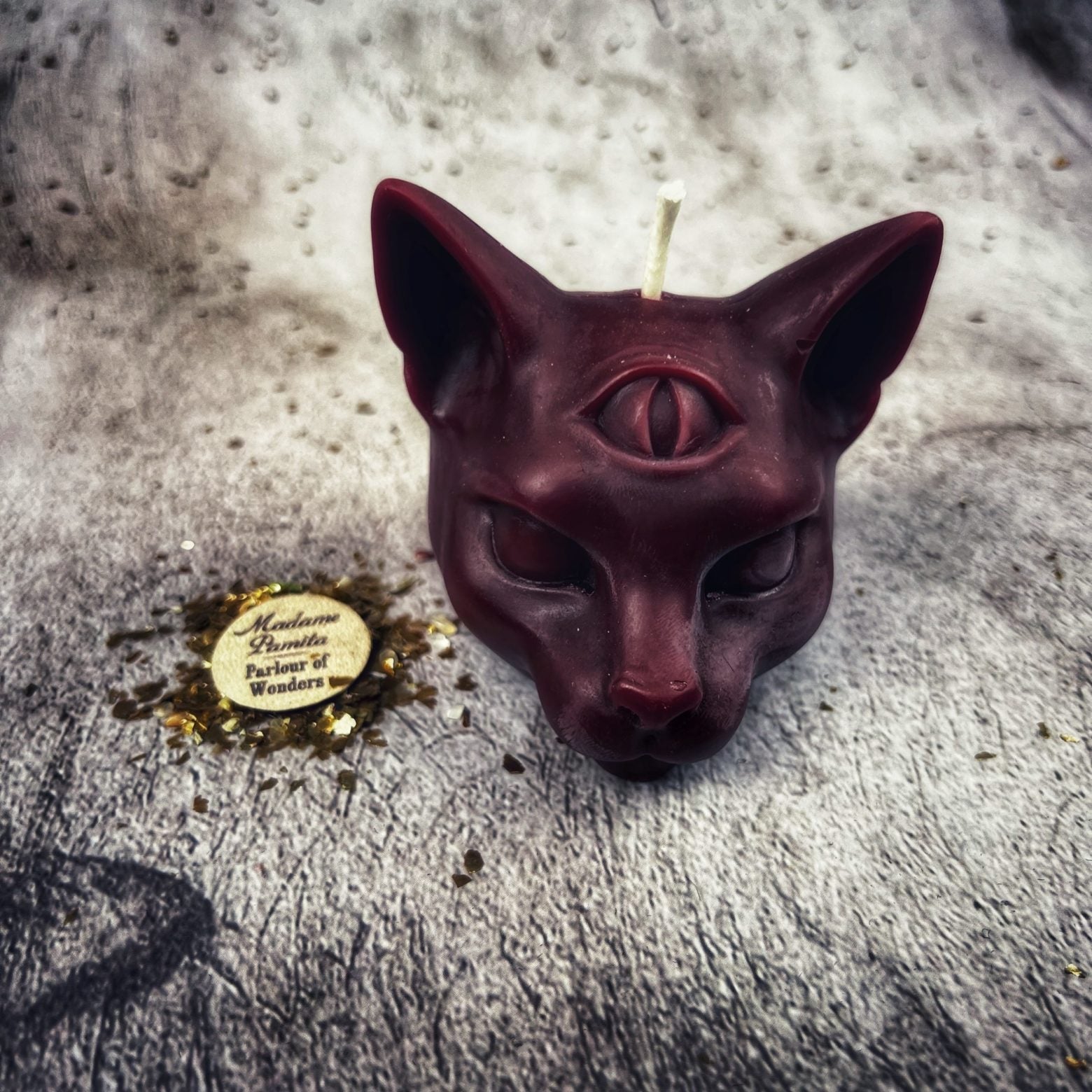 Beeswax Psychic Cat Spell Candle - Intuition & Clairvoyance Magic