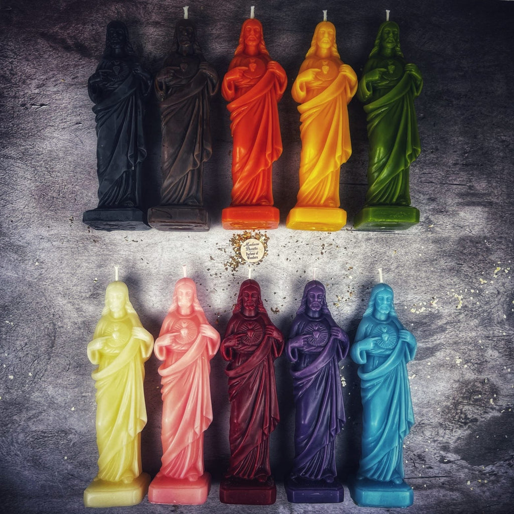 Beeswax Sacred Heart of Jesus Spell Candle - Divine Love & Miracles