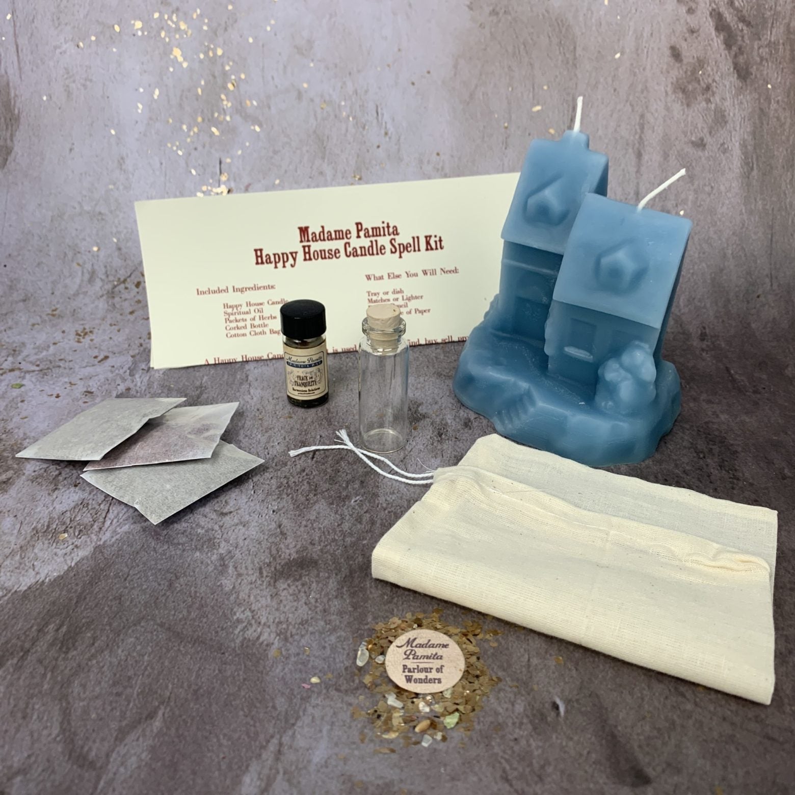 Happy House Candle Spell Kit - Home Protection, Harmony & Blessings