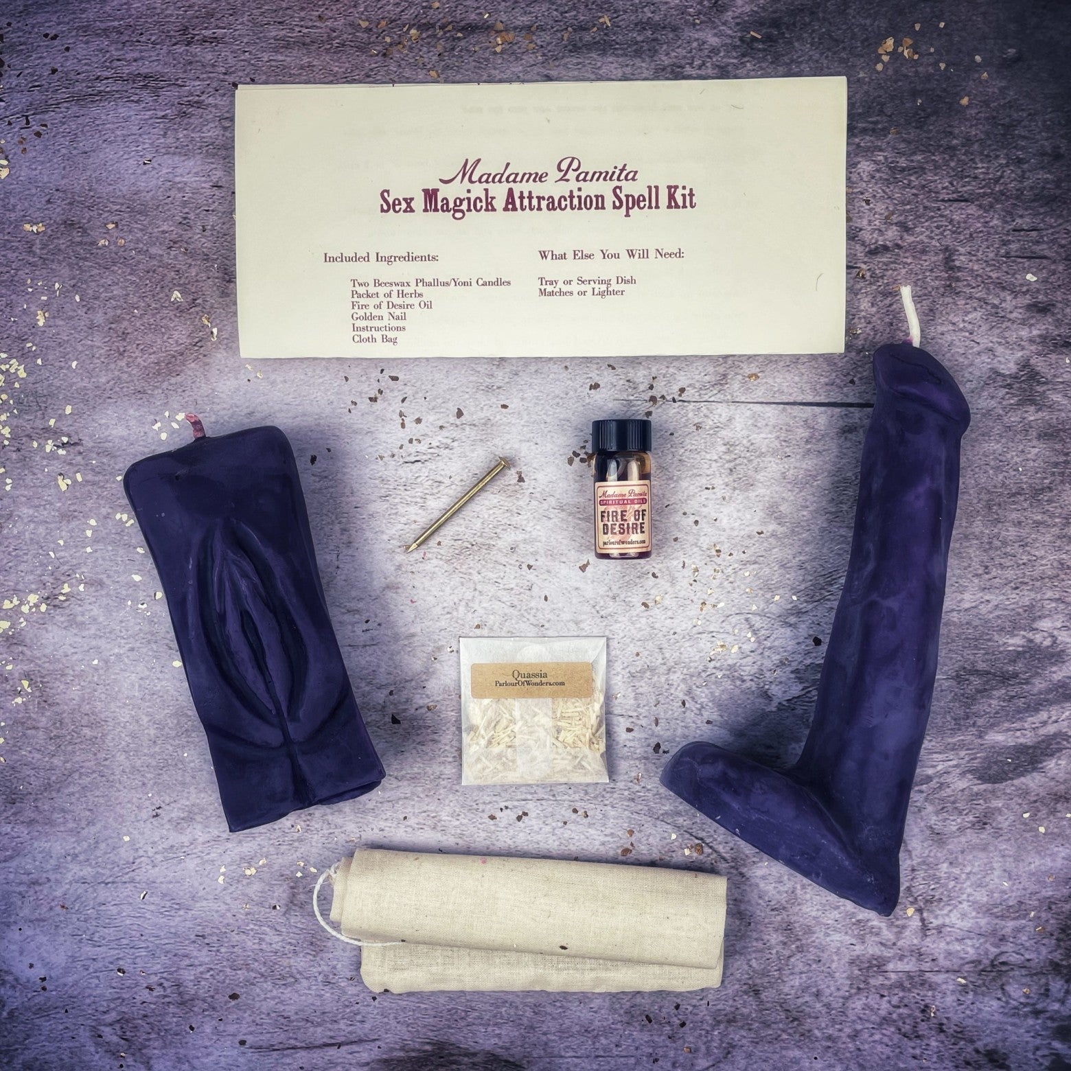 Sex Magick Candle Spell Kit - Yoni/Phallus - Passion & Attraction