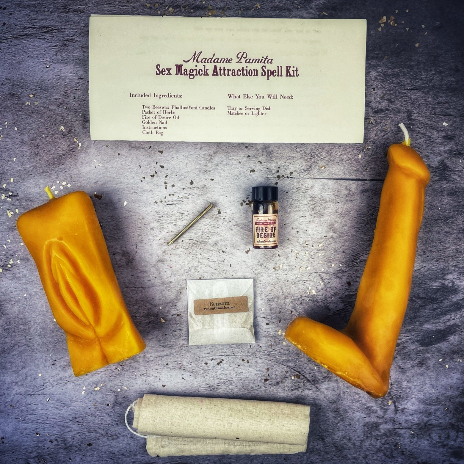 Sex Magick Candle Spell Kit - Yoni/Phallus - Passion & Attraction