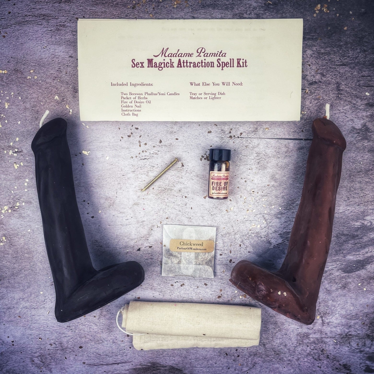 Sex Magick Candle Spell Kit - Phallus/Phallus - Passion & Desire