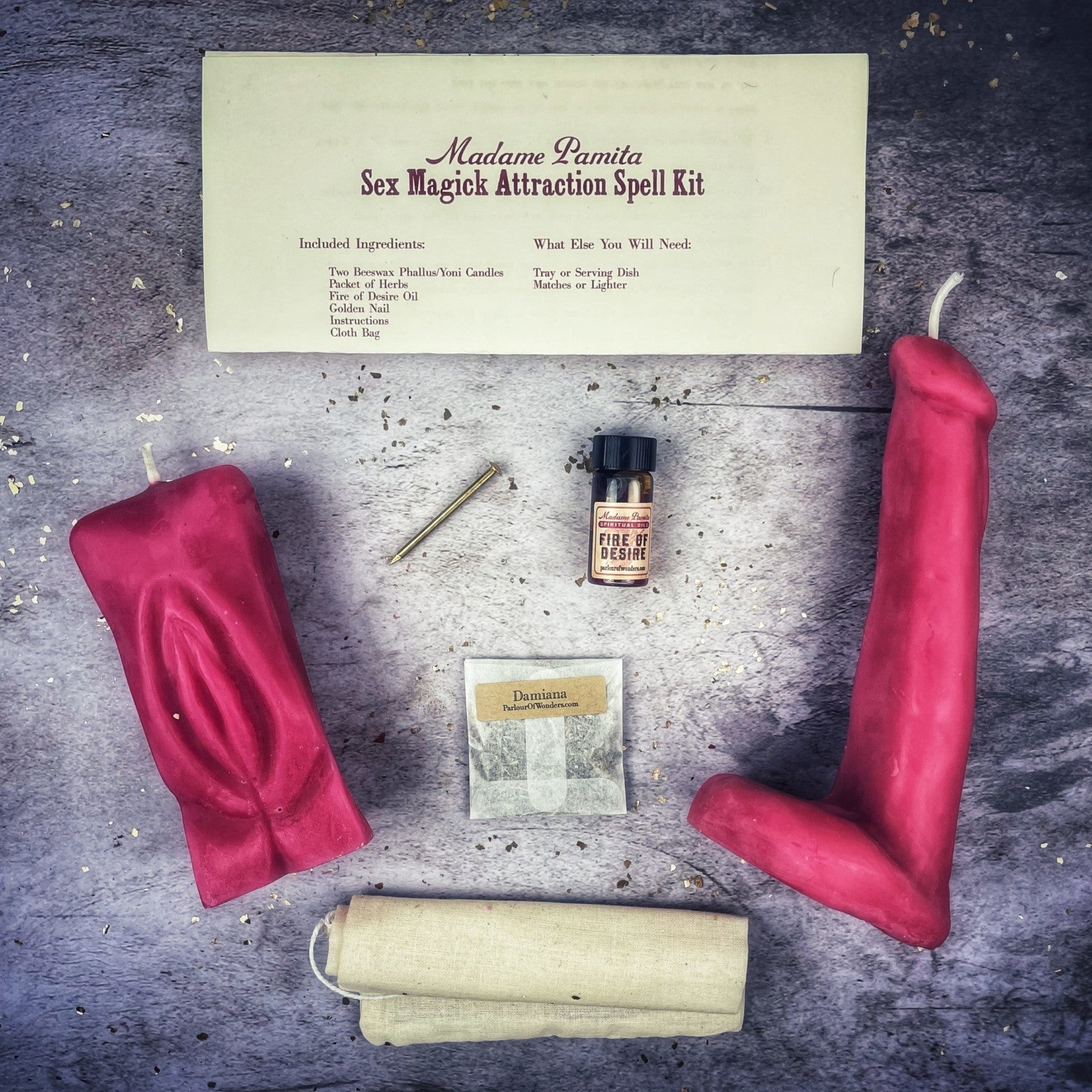 Sex Magick Candle Spell Kit - Yoni/Phallus - Passion & Attraction